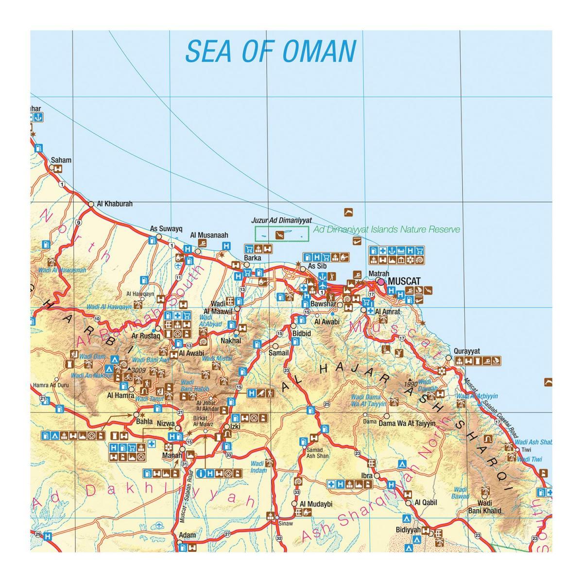 mapa Oman trekking