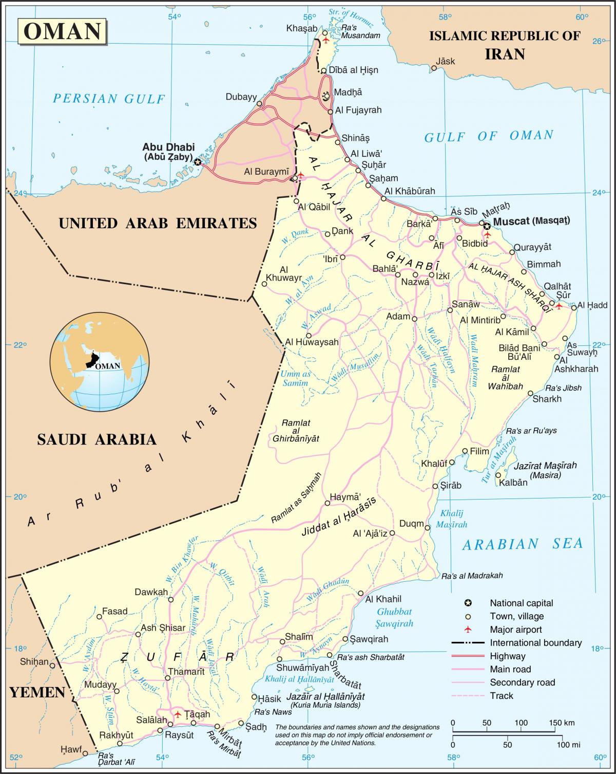 Oman errepide mapa