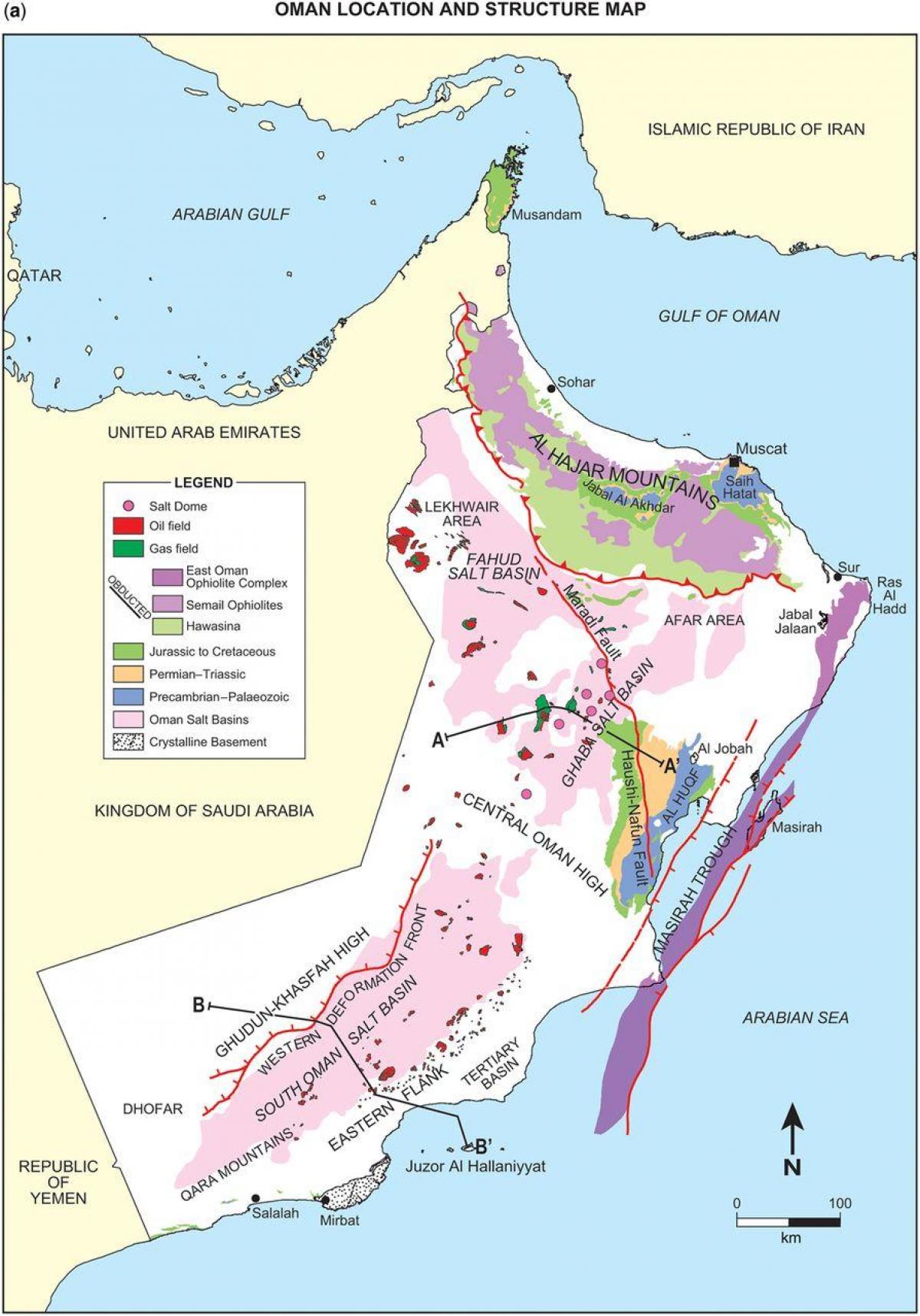 mapa Oman geologia