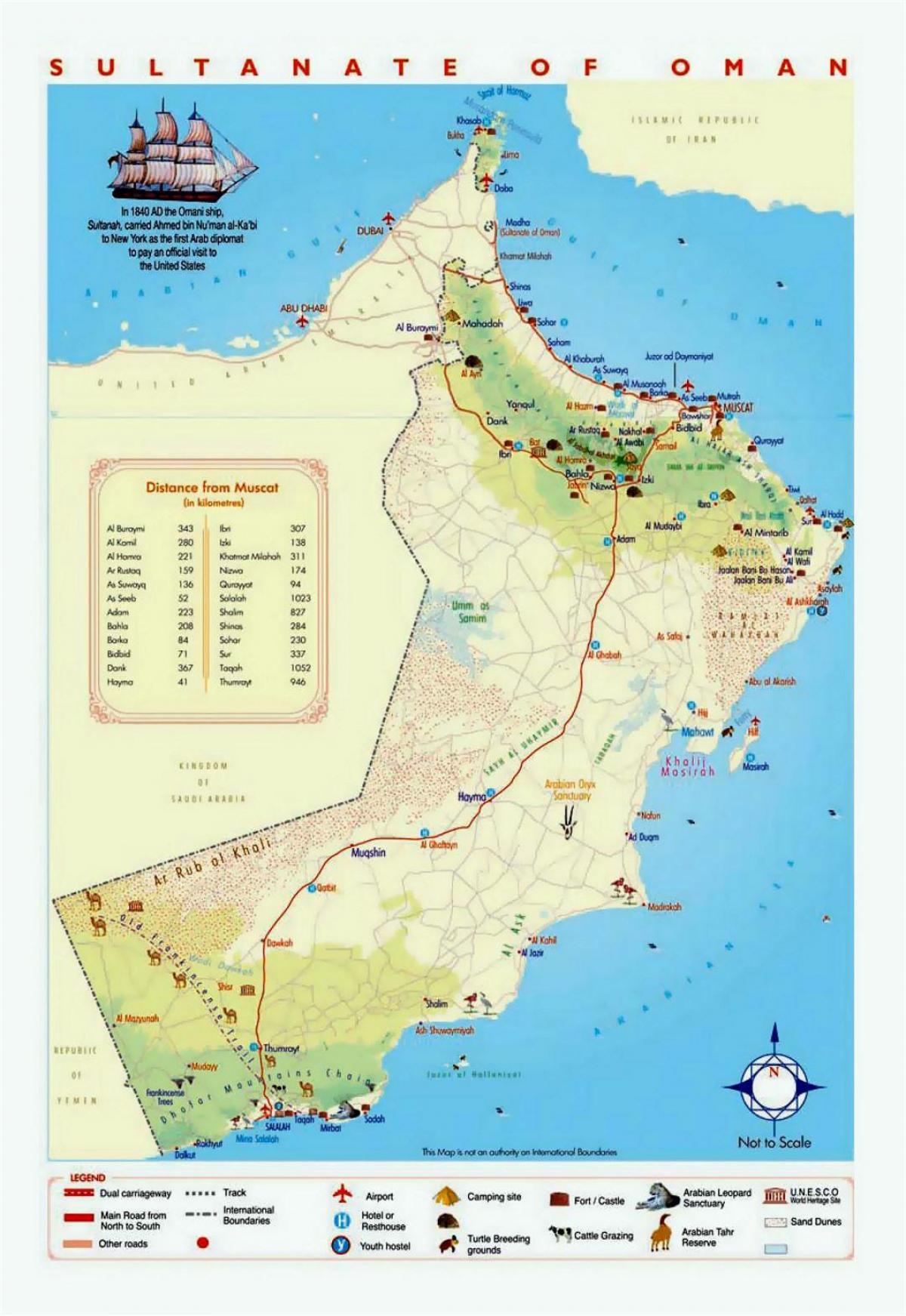 Oman turismo lekuak mapa